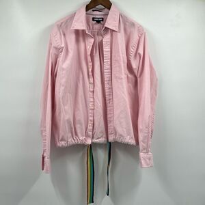 Land’s End Pink Sail Rigger Oxford with Rainbow Tie XL